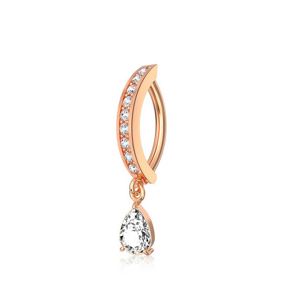 Curved Zircon Navel Piercing Ring in Copper