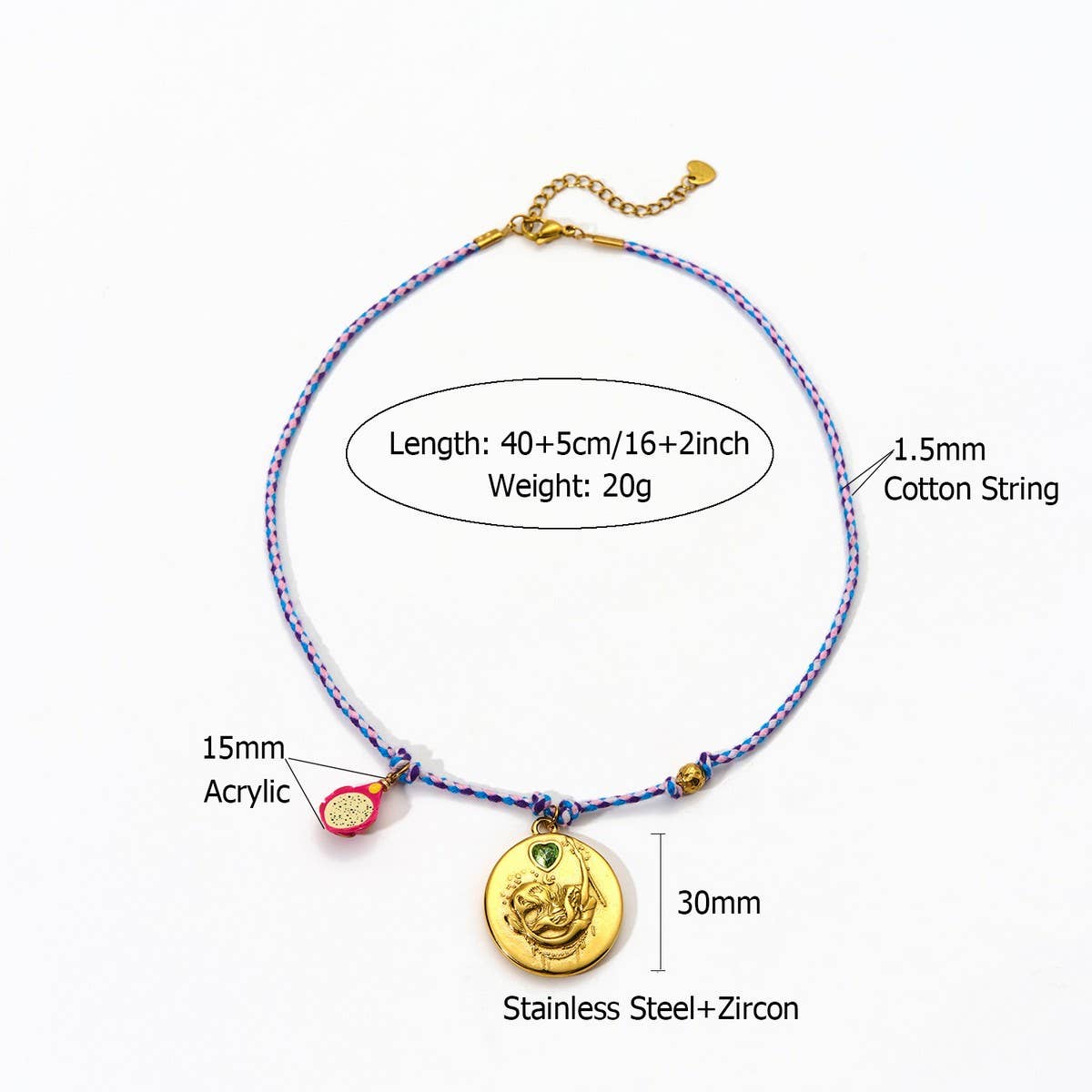 Handmade Rope Zodiac Necklace with Zircon