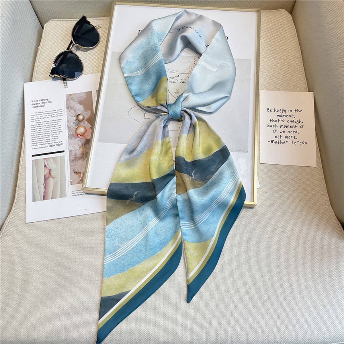 IMITATION SILK RIBBON BEVEL WIDE COLLAR HEAD SCARF