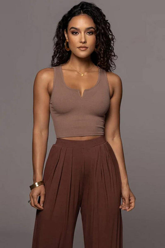 CWTTK0817_SOLID COLOR SLIM FIT BELLY-BARING CAMISOLE