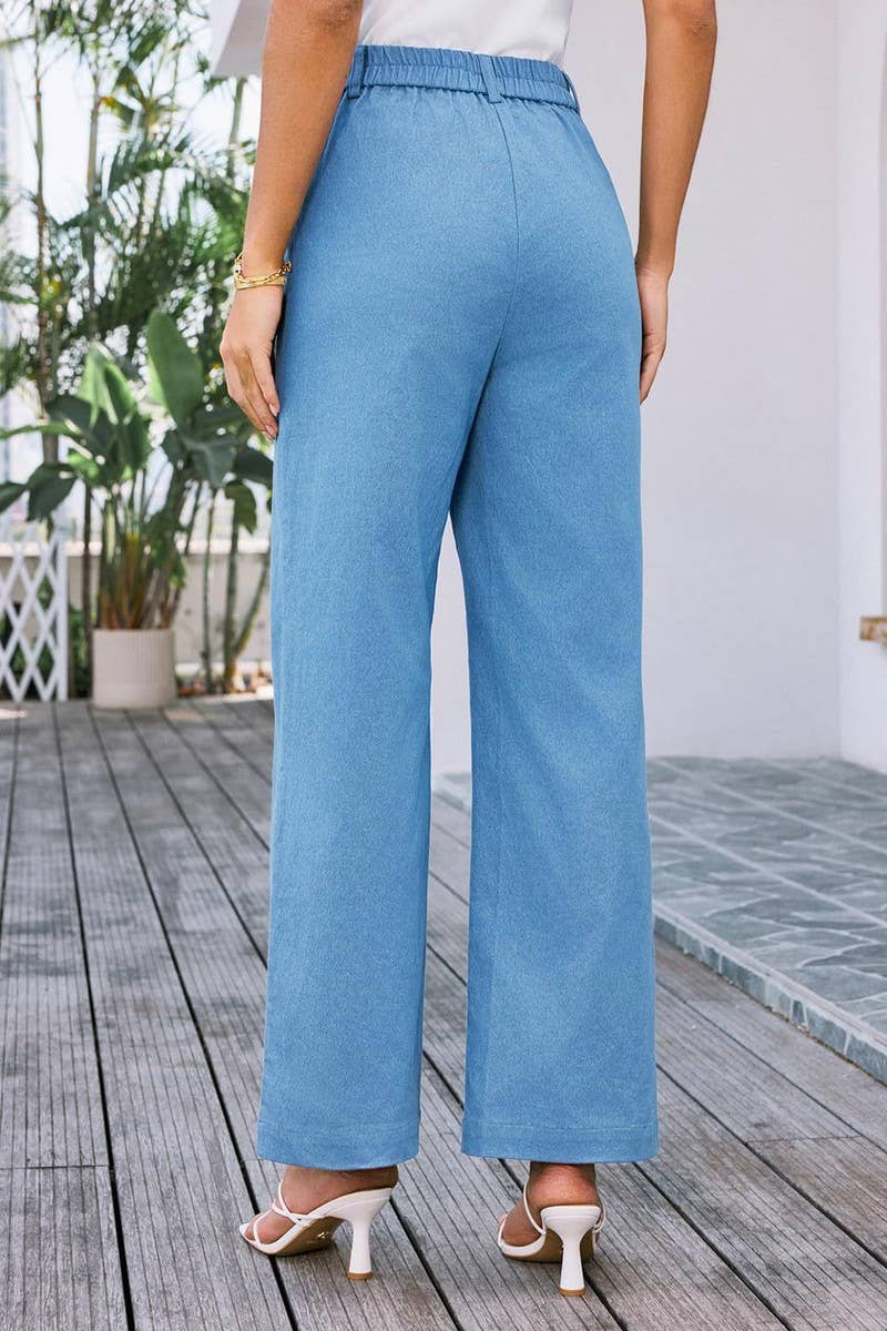 CWBLP1852_SOLID COLOR HIGH WAIST POCKET WIDE LEG TROUSERS