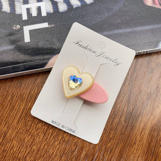 Children's cute heart-shaped diamond hairpin_CWAHA0730