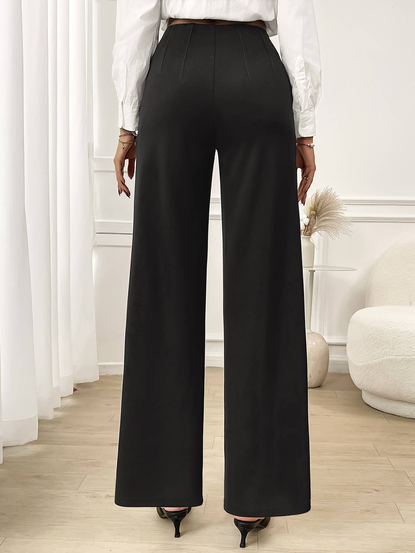 Fashion wide-leg high-waisted straight-leg pants