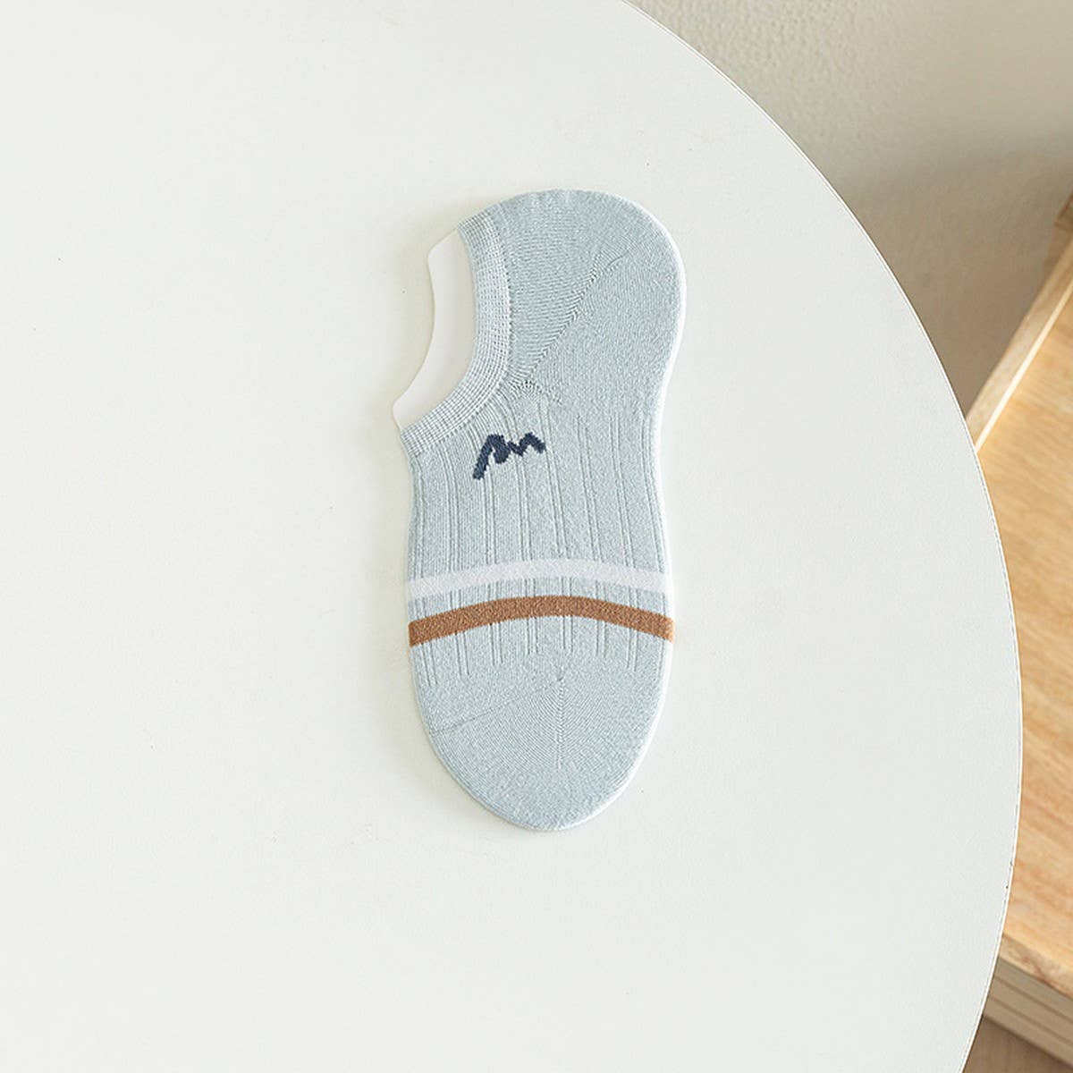 CWMS2458_SUMMER LETTER STRIPE INVISIBLE CREW SOCKS