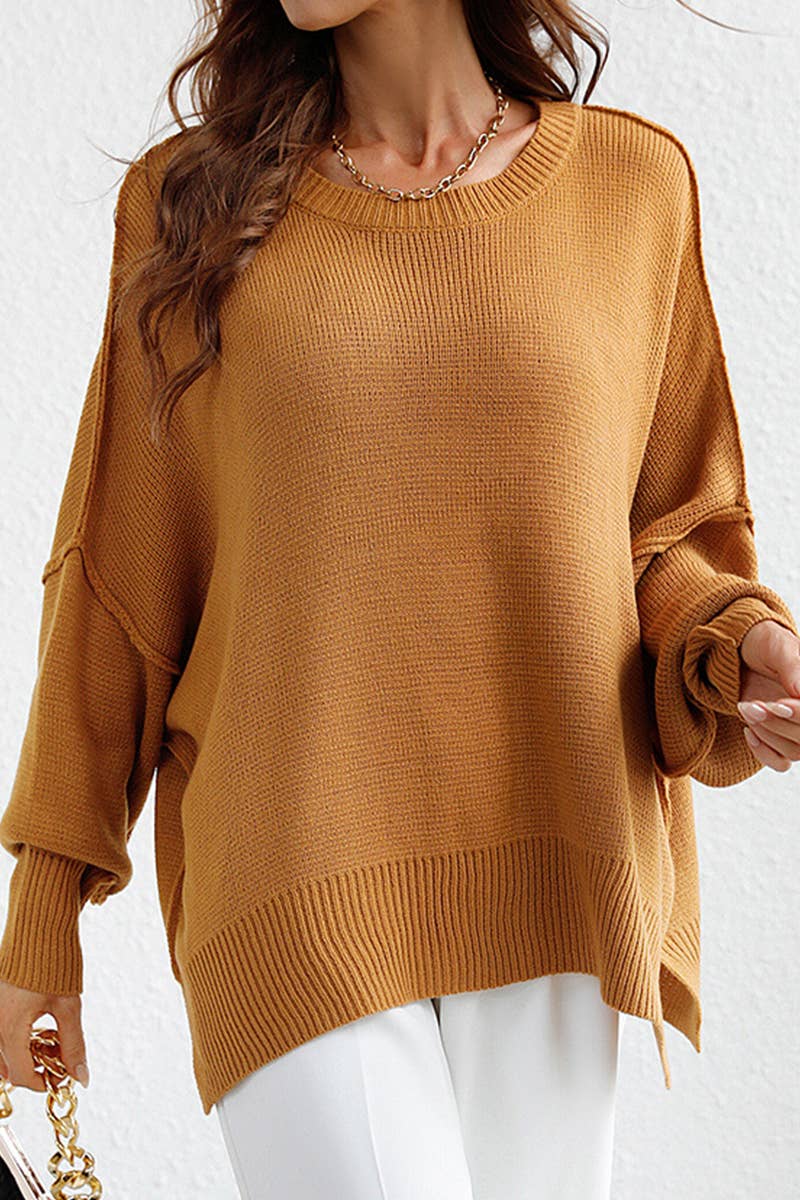 CWOSWL610 Oversized Long Sleeve Crew Neck Pullover Sweater