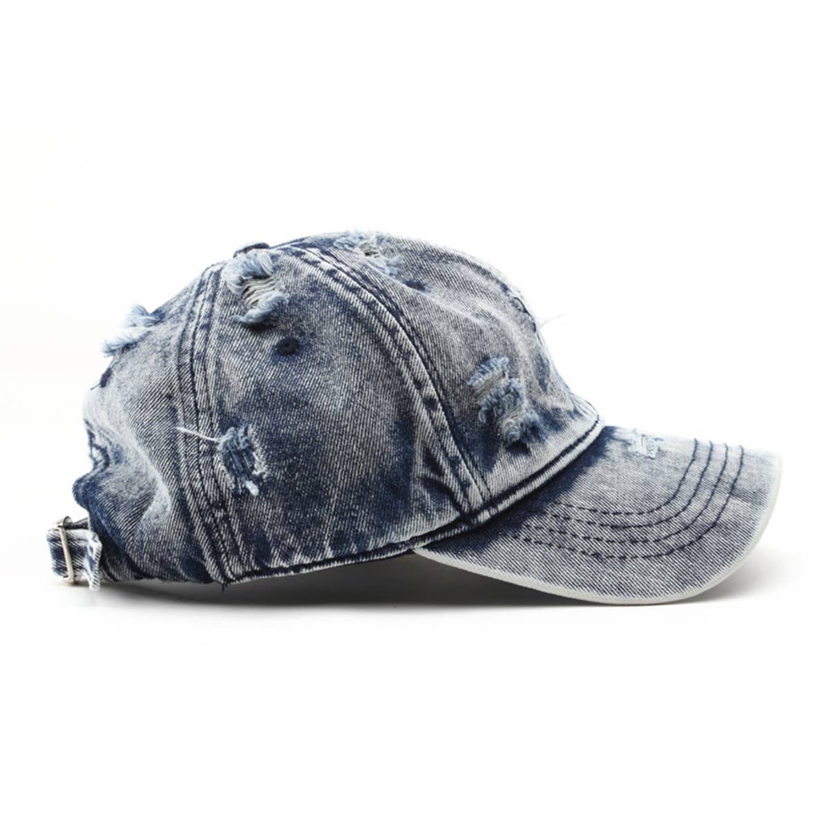 Washed Distressed White Denim Baseball Cap Outdoor_CWAH1855