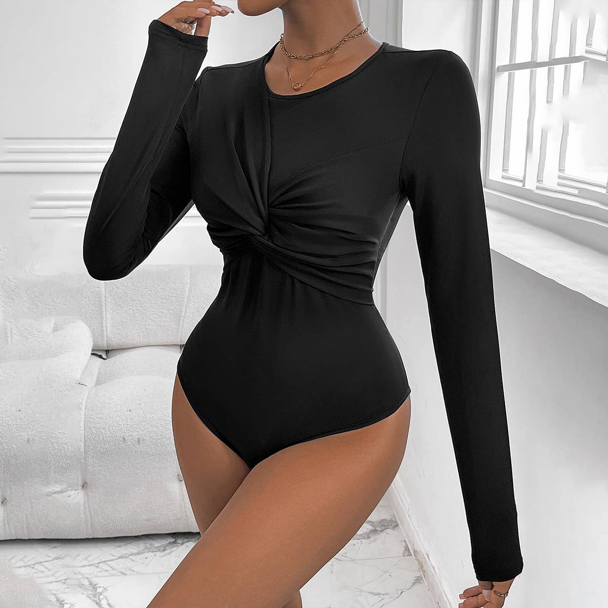 BLACK KINK CREW NECK LONG SLEEVE ONESIE