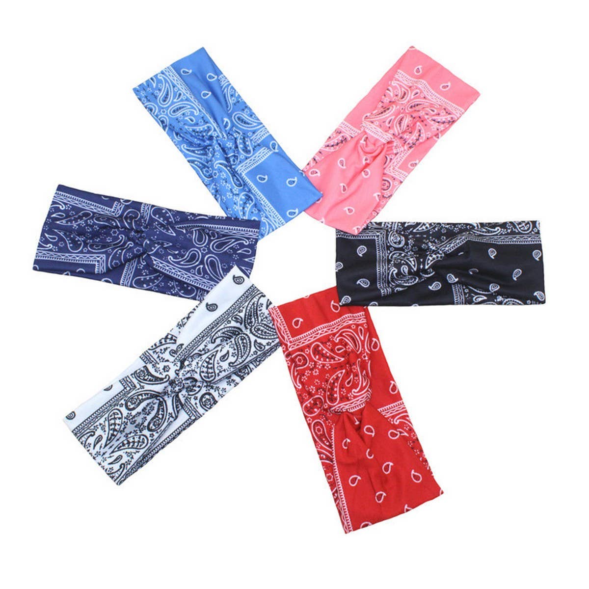 CWAHA6420_ELASTIC KNOTTED CASHEW FLOWER HEADBAND