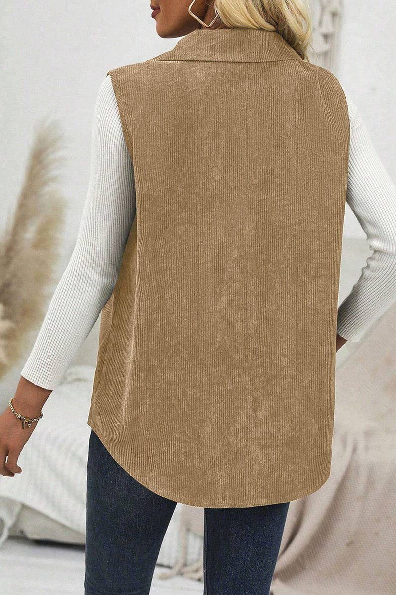 CWOV00142_CORDUROY LAPEL MID-LENGTH CASUAL VEST