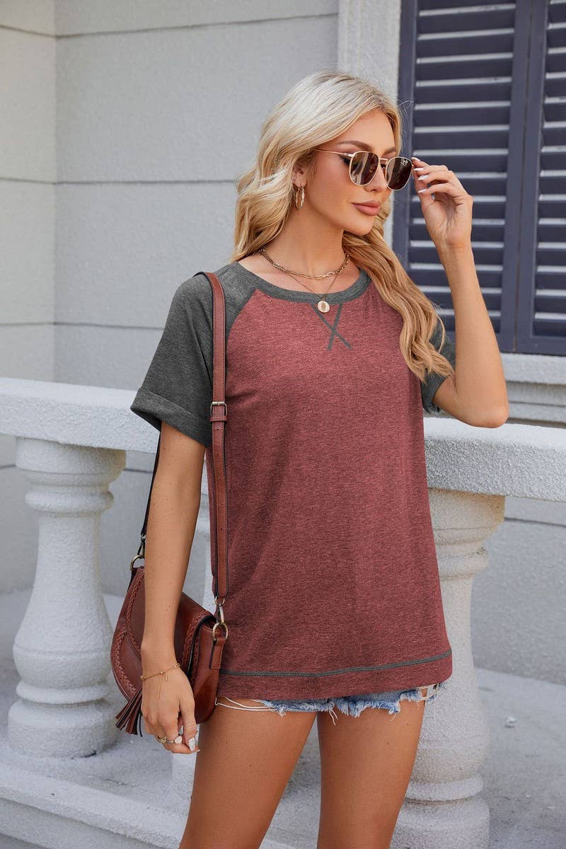 CWTTS0853_Round Neck Short Sleeve Top