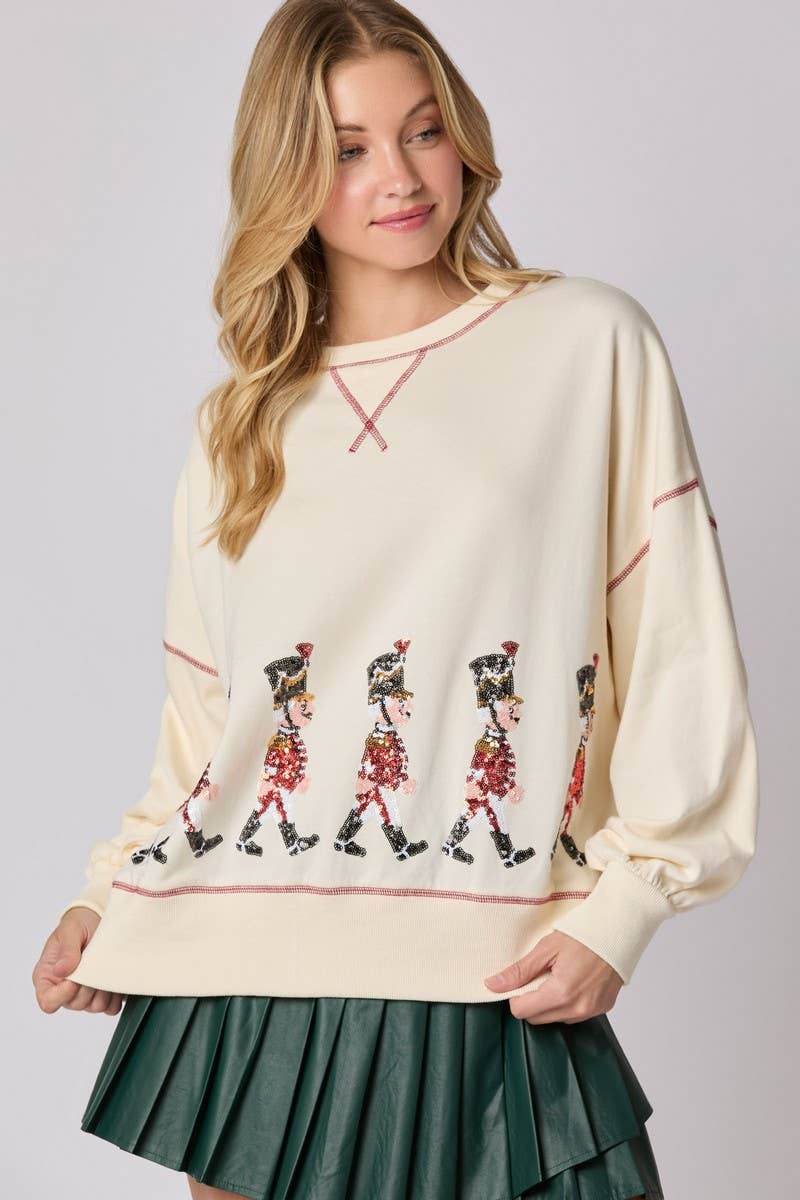 CWTBLL01244_SEQUIN NUTCRACKER SOLDIER CHRISTMAS SWEATSHIRT