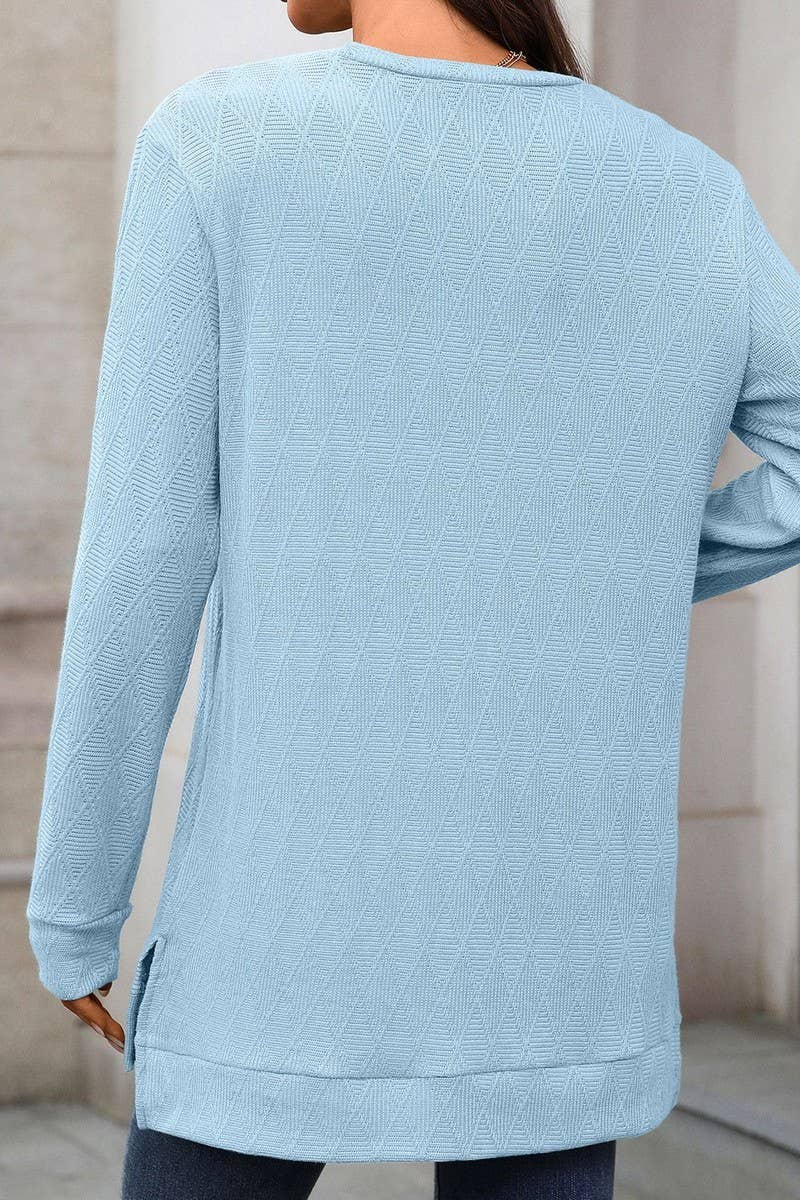 CWTBLL01293_CREW NECK SOLID KNIT LONG SLEEVE LOOSE TOP