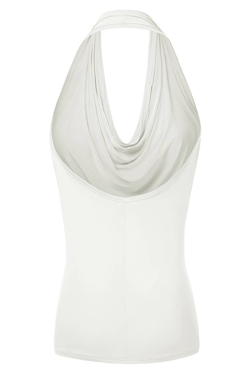 AWTHT028-P_Halter Neck Draped Front Open Back Top