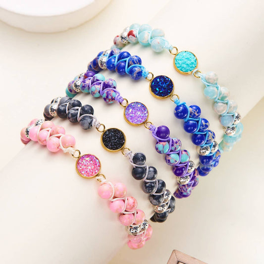 HAND WOVEN ROUND STONE BRACELET