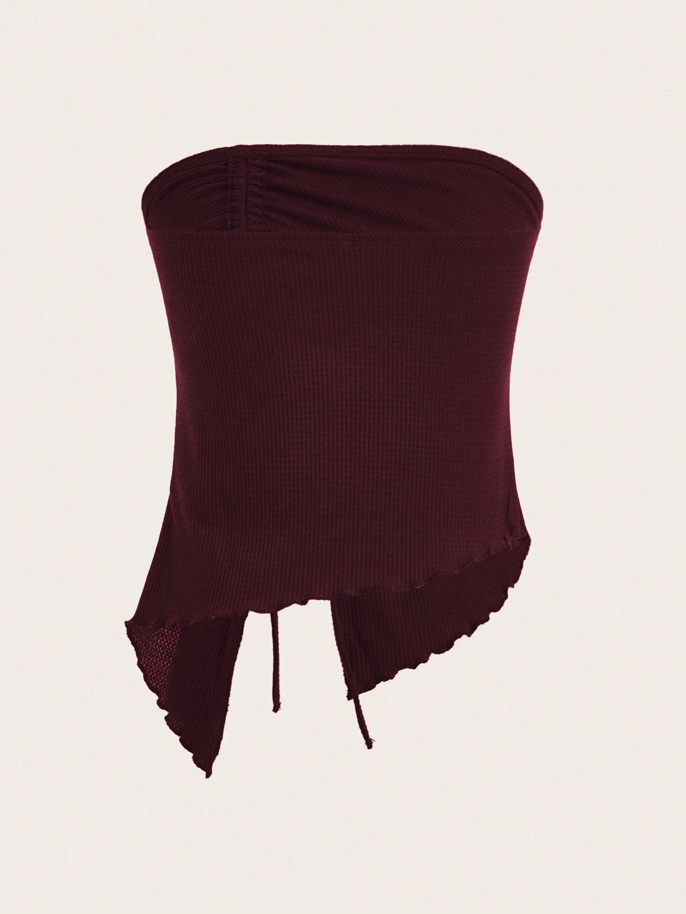 DRAWSTRING SPLIT IRREGULAR WAFFLE TOP