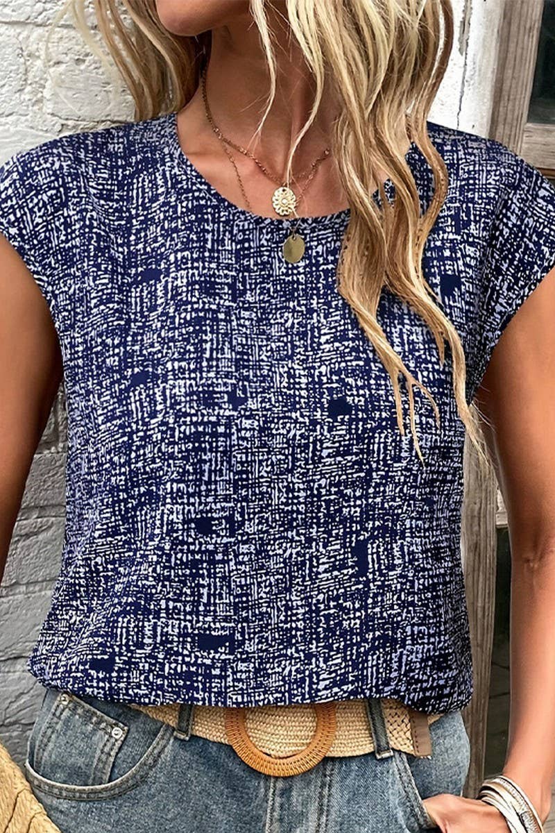 CWTBLS2018_WAFFLE KNIT 3/4 SLEEVE PULLOVER BLOUSE