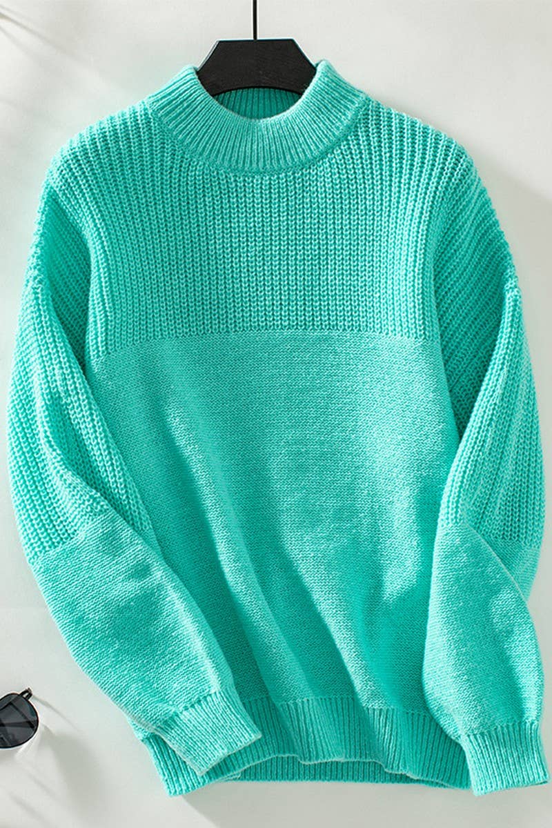 CWOSWL2875_HALF TURTLENECK PULLOVER KNITTED SWEATER