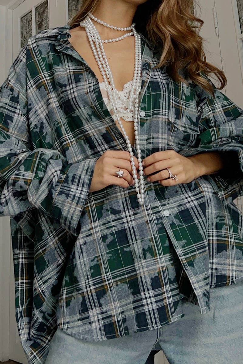 CWTBLL00569_VINTAGE PLAID LONG SLEEVE SHIRT JACKET