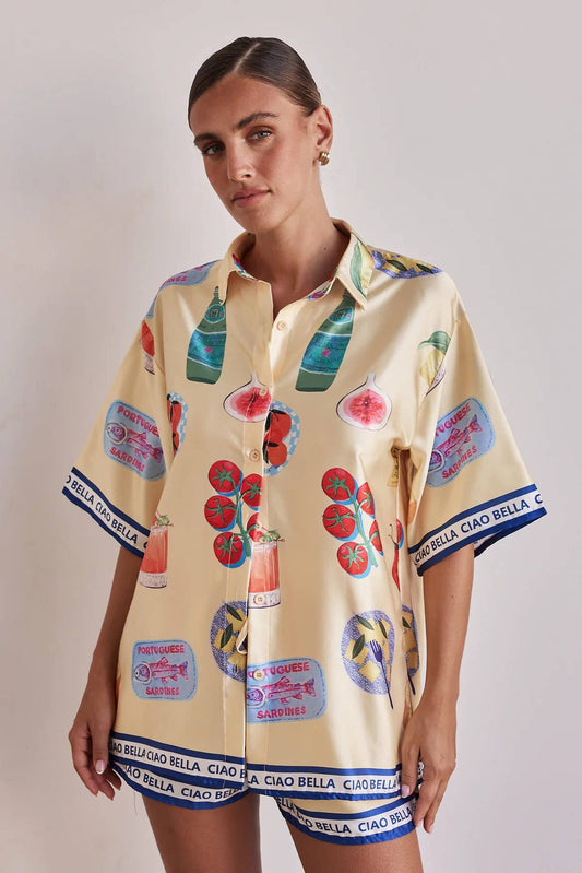 Cartoon short-sleeved cardigan and shorts set