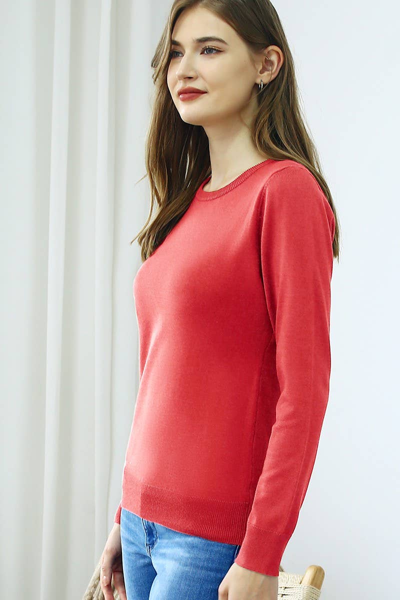 AWOSWL283_LONG SLEEVE CREW NECK PULLOVER SWEATER