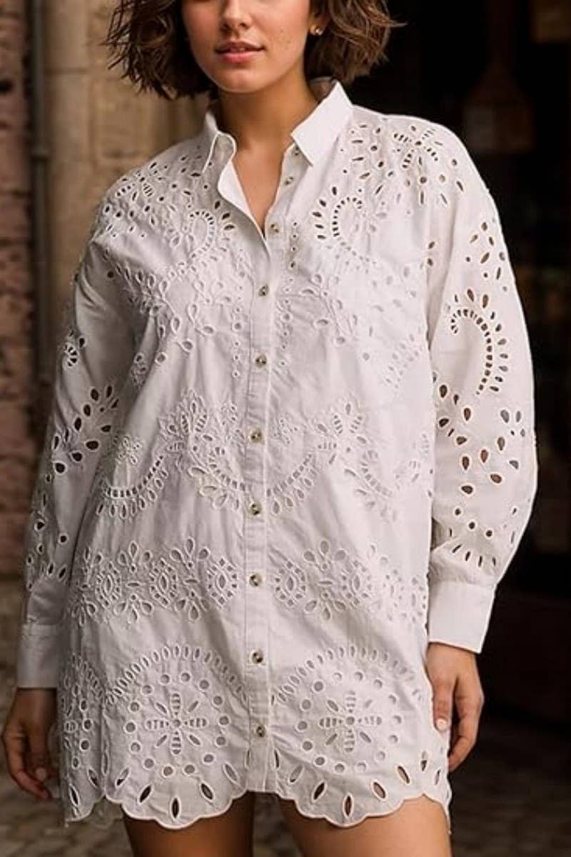 CWTDSS0072_SOLID LOOSE EMBROIDERED HOLLOW OUT SHIRT TOP