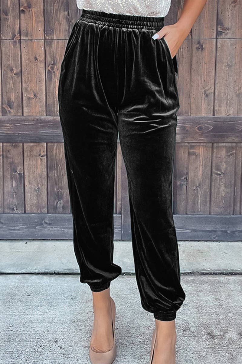 CWBMP0164_VELVET HIGH-WAISTED PANTS WITH SMALL FEET