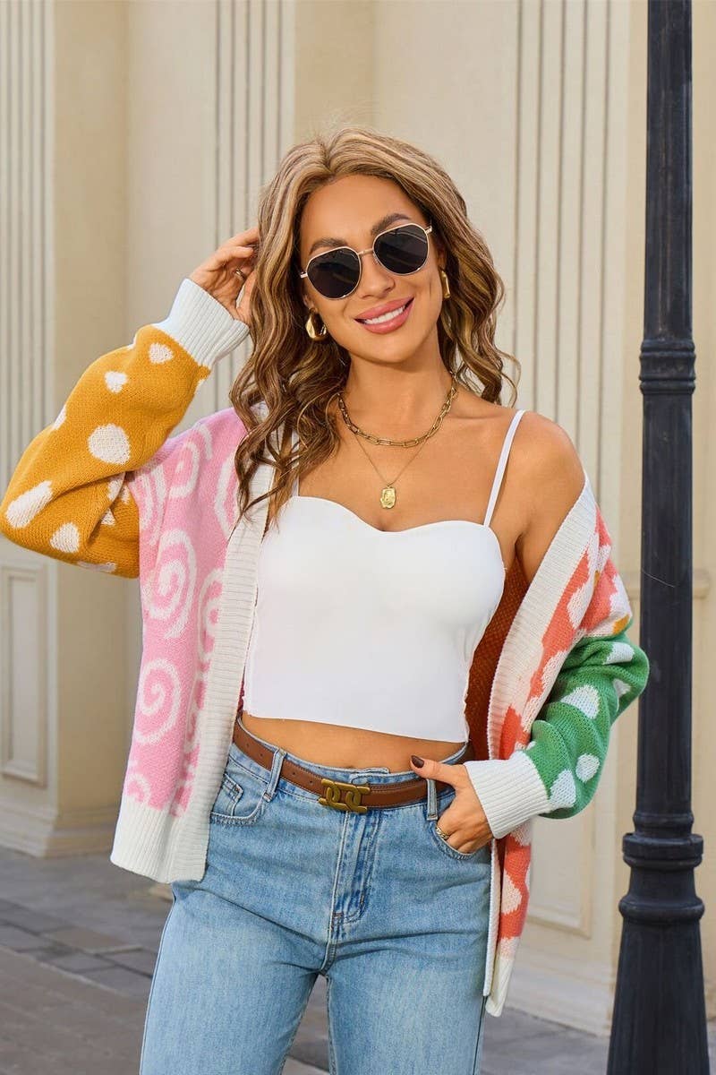 CWOCAL00804_HEAVY COLOR CASUAL KNIT CARDIGAN