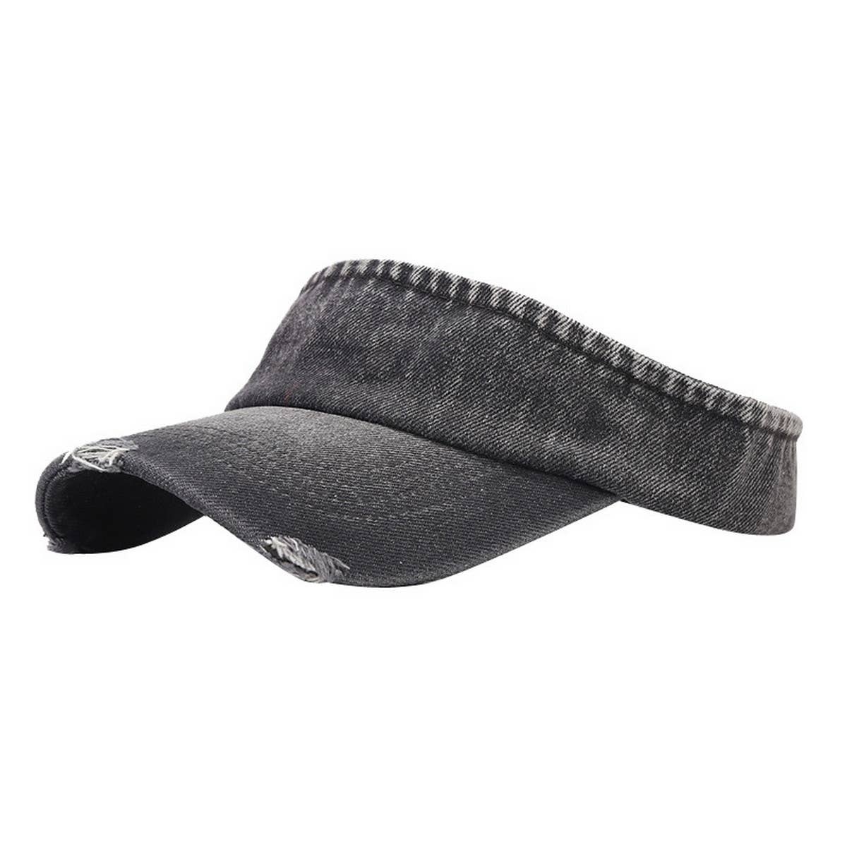 CWAH3175_OUTDOOR RIPPED DENIM TOPLESS SUN VISOR