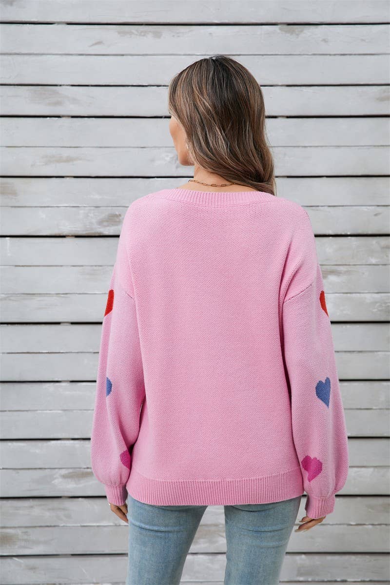 CWOSWL5778_HEART SHAPED VALENTINE'S DAY CREW NECK SWEATER
