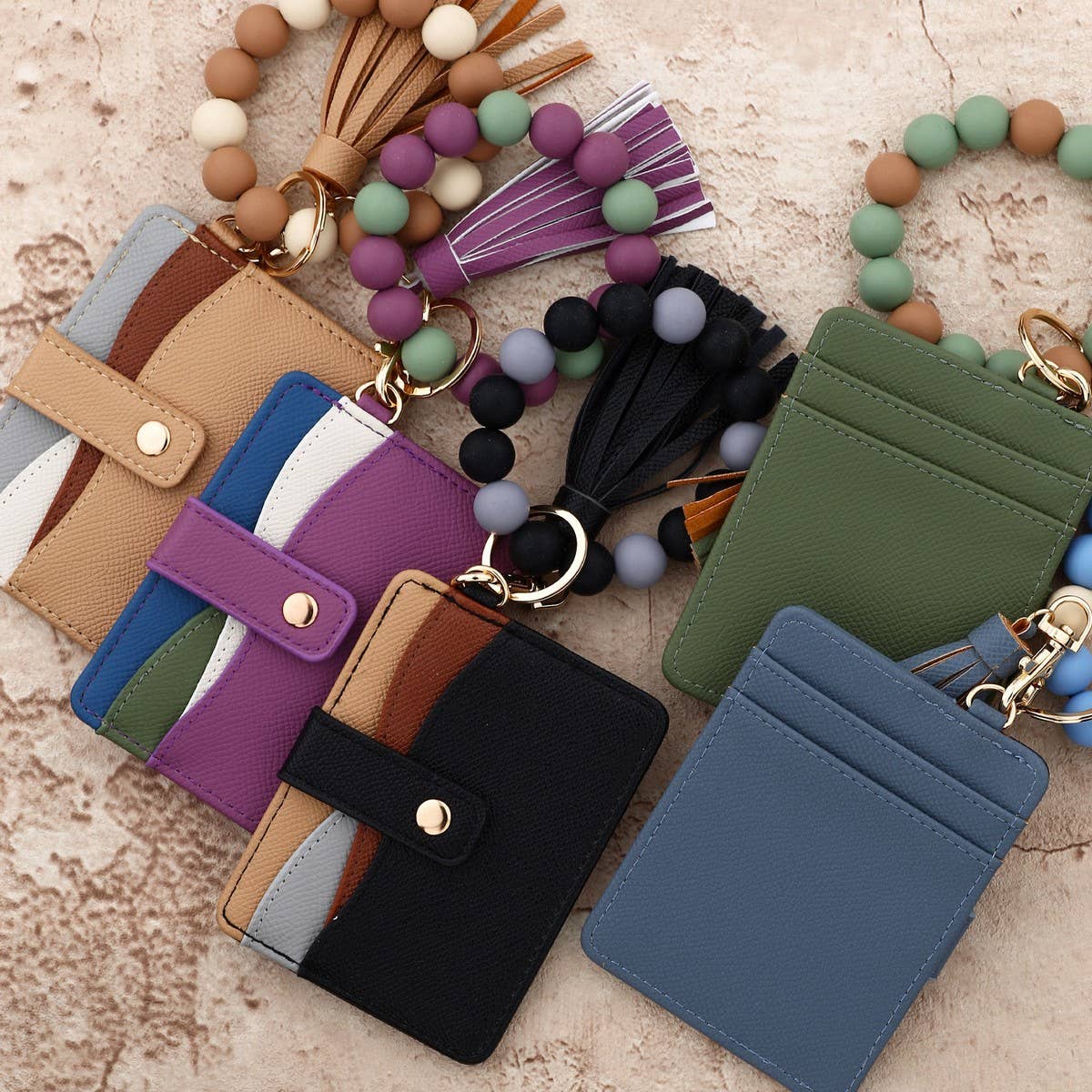 Silicone Bead Bracelet Keychain with ID Wallet_CUAB00446