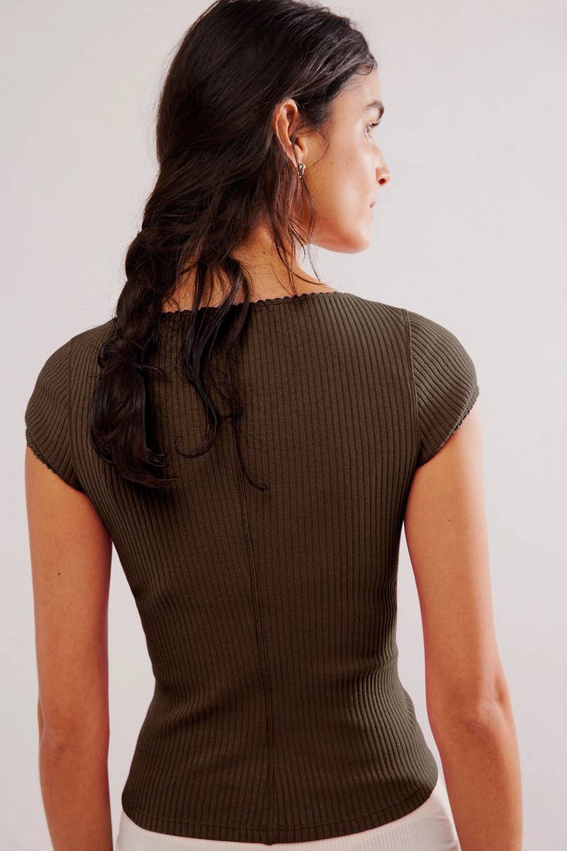 CWTBLS2305_RIBBED BUTTON FRONT SHORT SLEEVE T-SHIRT