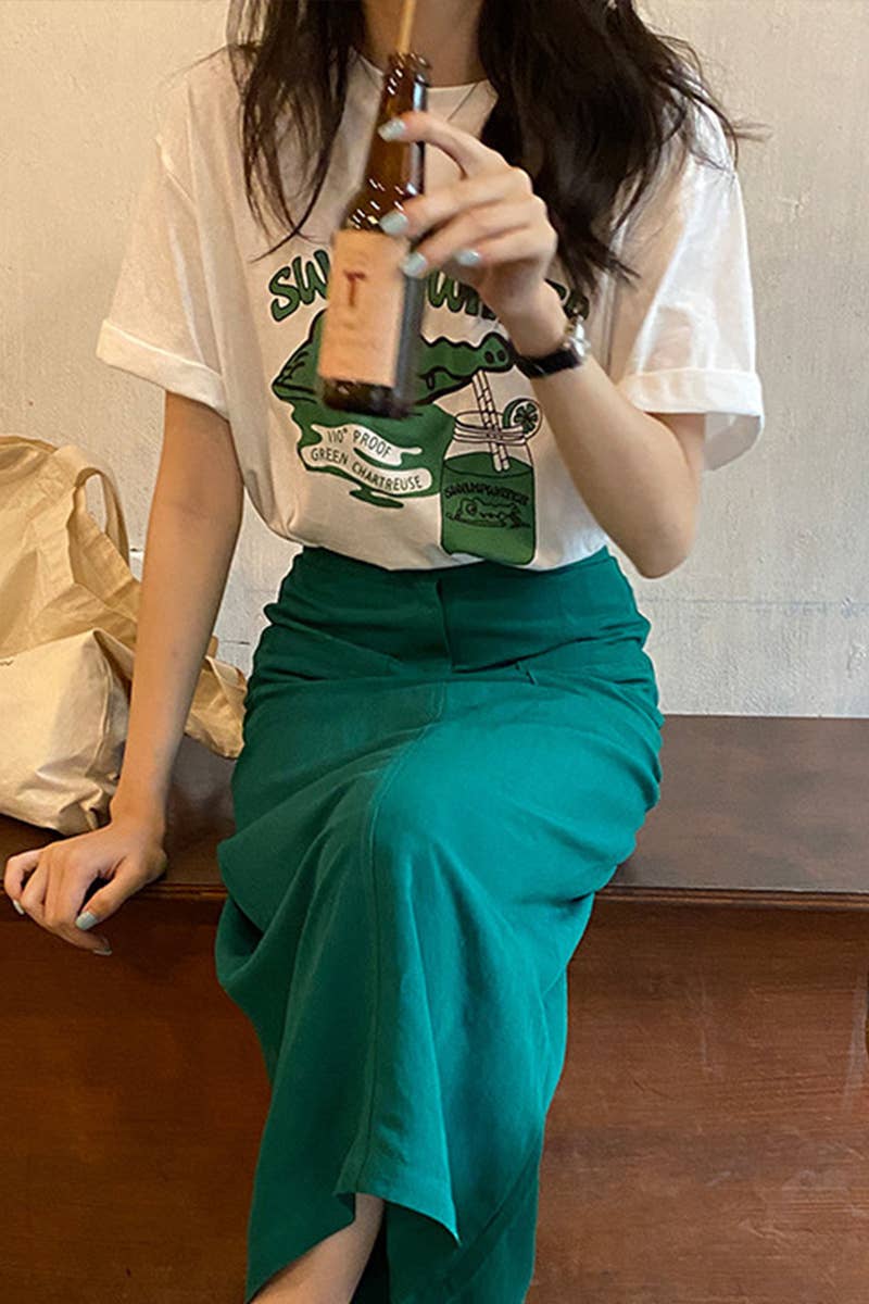 CWTTS0999_CROCODILE  PRINTED SHORT SLEEVED T SHIRT