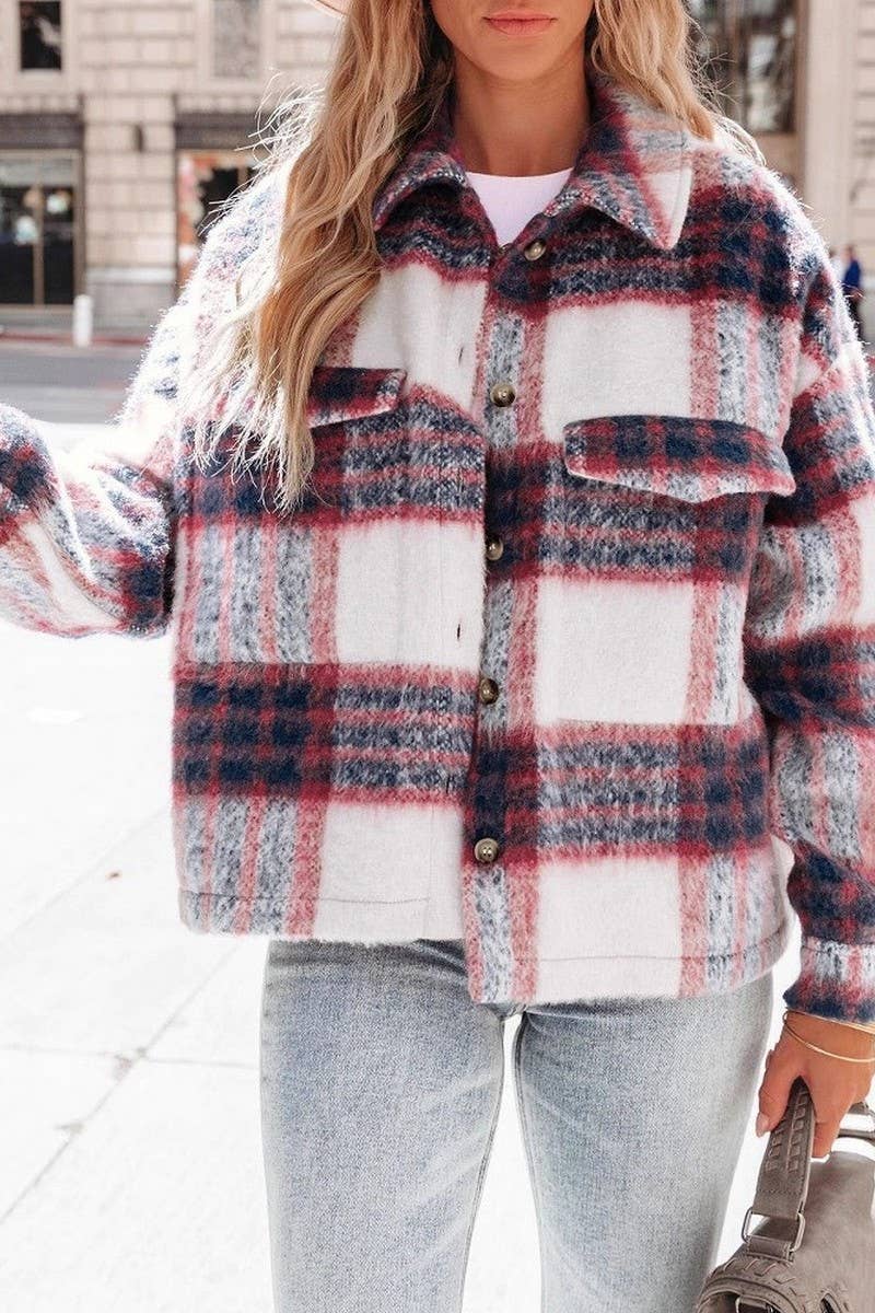 CWOCO00178_PLAID MOHAIR SHORT WOOL BLEND COAT