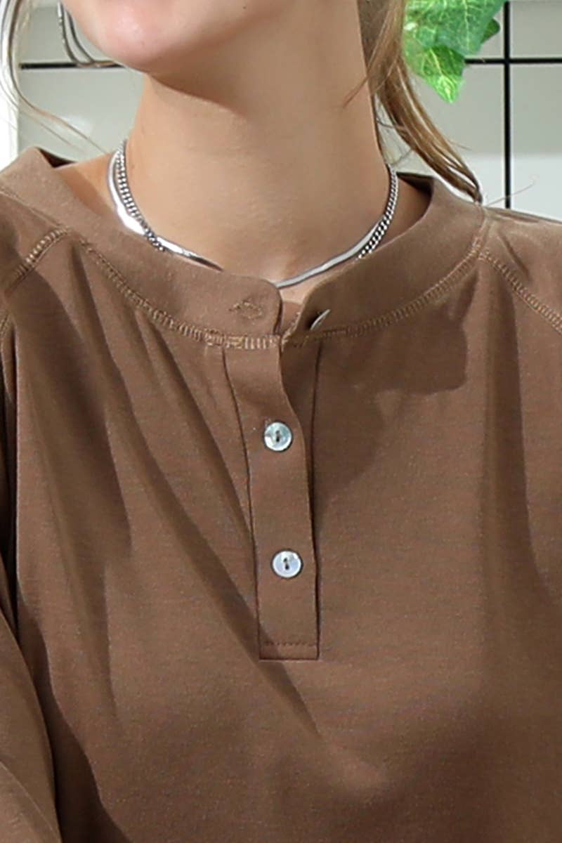 CWTTL1003_SOLID BUTTON DOWN RIB KNIT RAGLAN LONG SLEEVE TOP