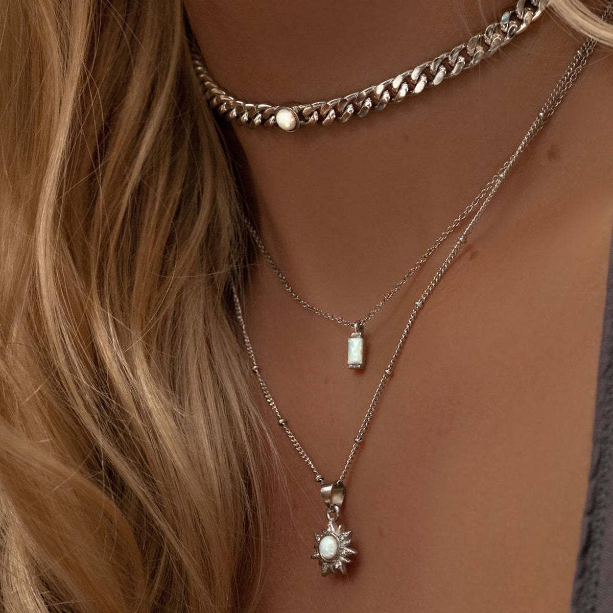 Creative Natural Stone Sun Pendant Necklace