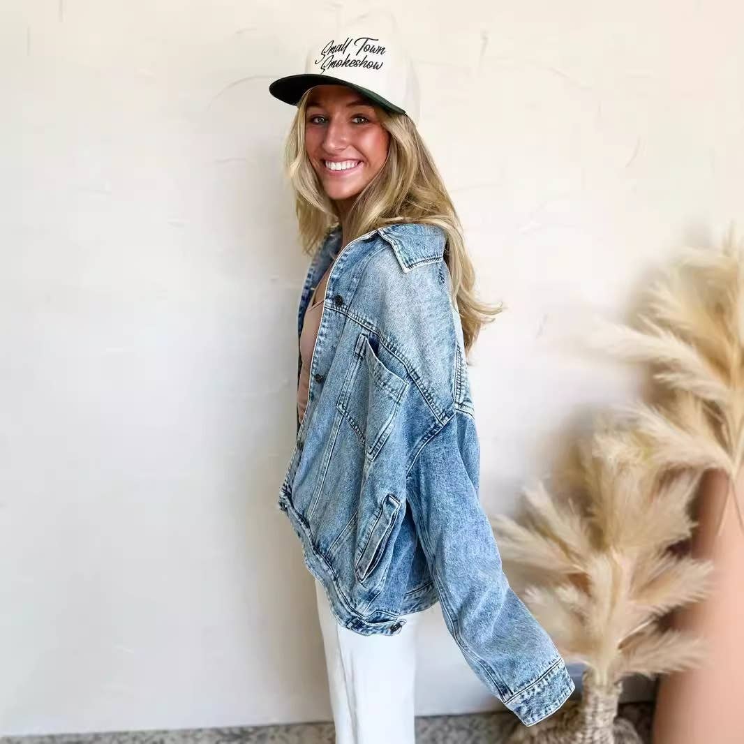 BASIC JACKET POCKETS LOOSE DENIM JACKET