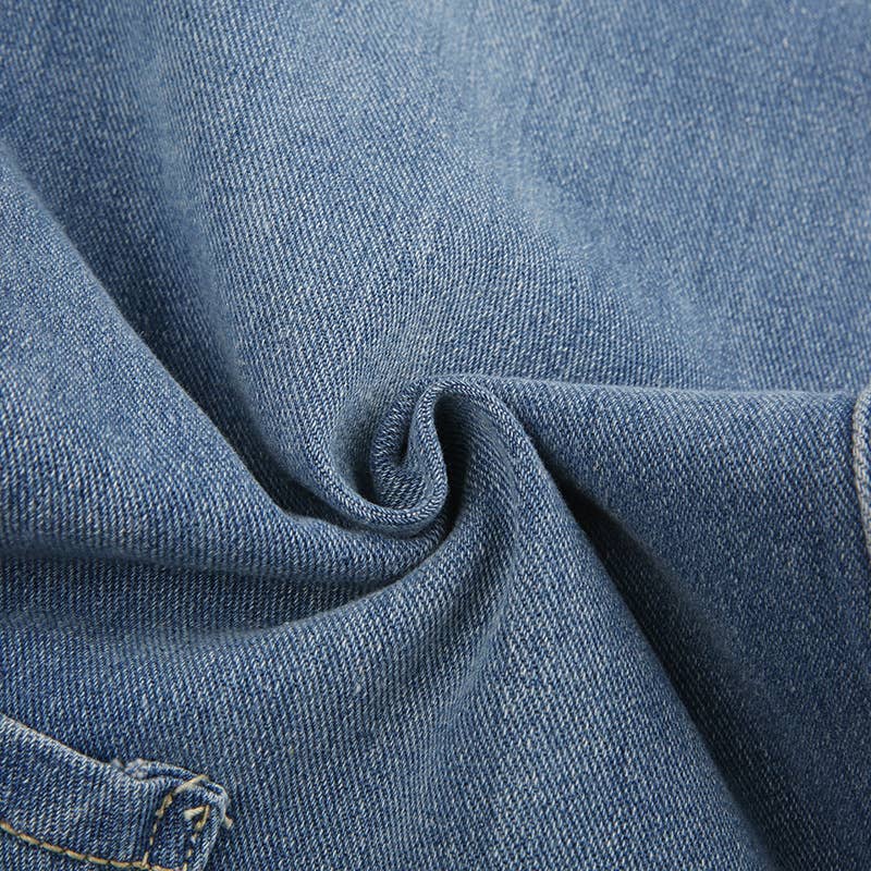 Aged five-pointed star printed high-waisted jeans