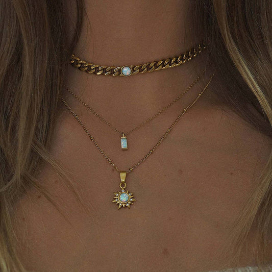 Creative Natural Stone Sun Pendant Necklace