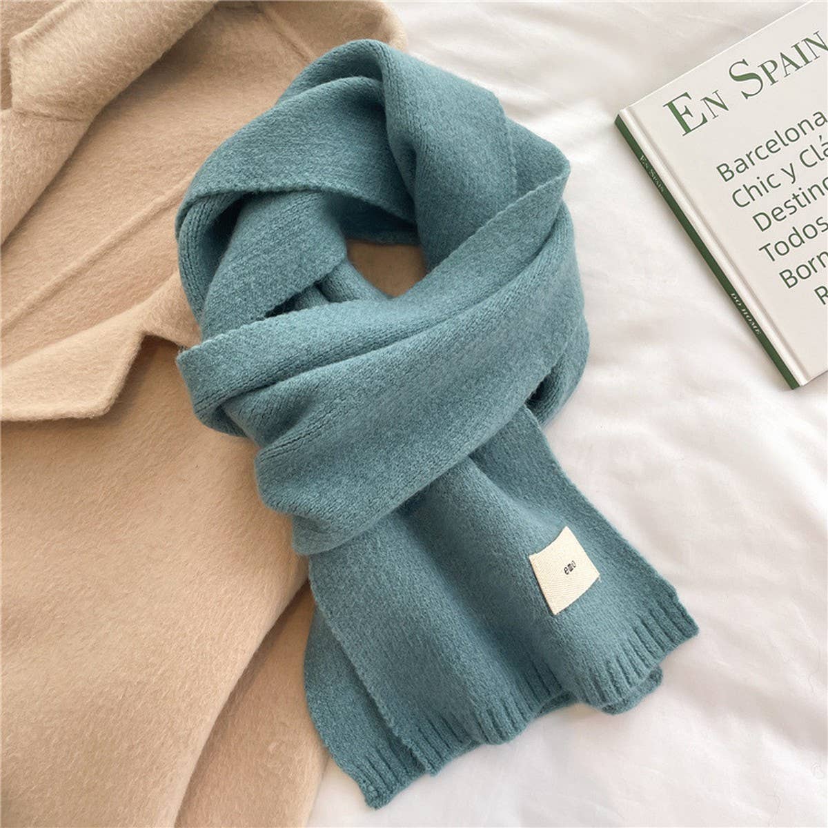 Solid Knit Scarf - Candy Color Wrap for Students_CWASC0975