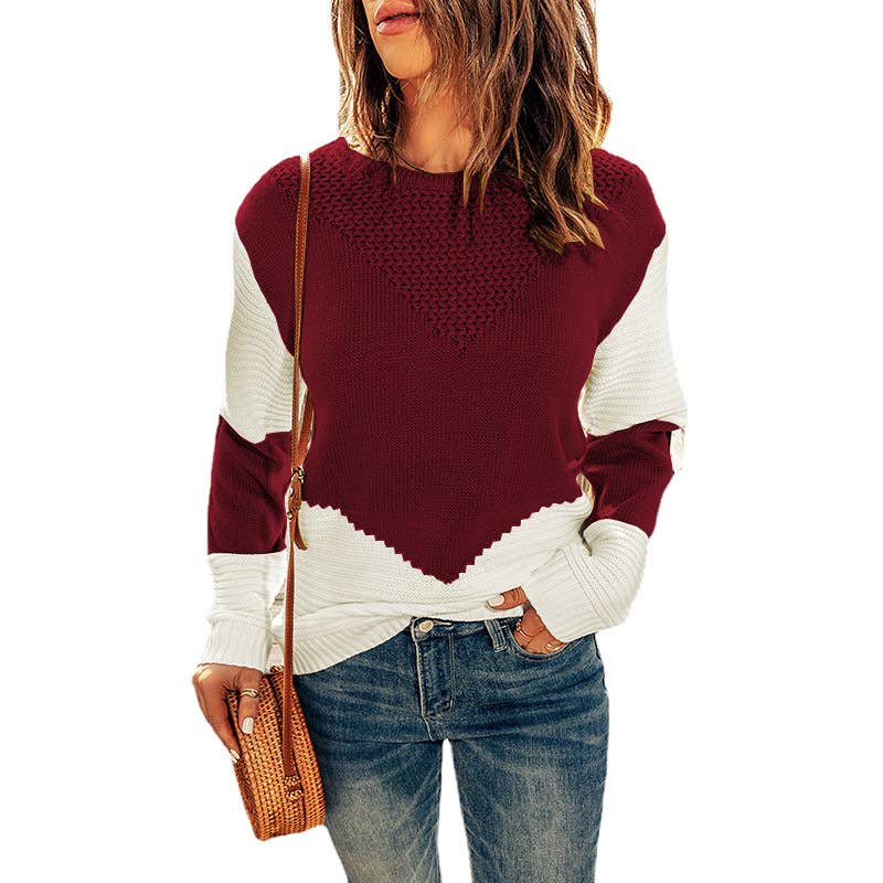 CREW-NECK COLOR MATCHING BASE PULLOVER SWEATER