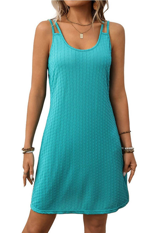 CWDSD7458_SUMMER SOLID COLOR LOOSE SLEEVELESS DRESS