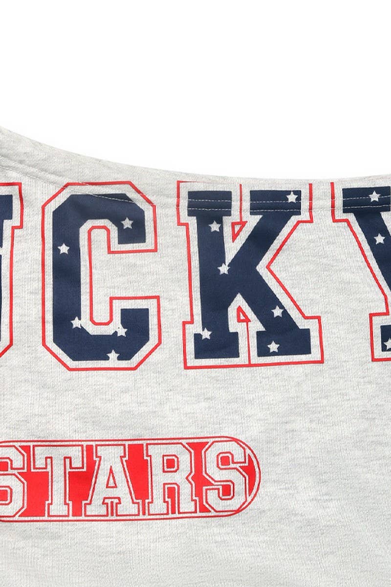 CWTBLL4072_LETTER PRINT ONE SHOULDER CROPPED HOODIE