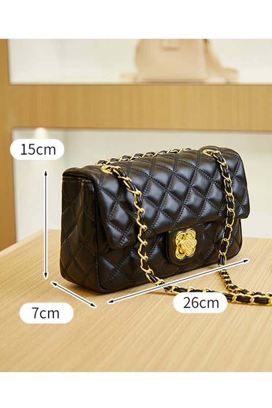 DANDY QUILTING CHIAN STRAPS SHOULDER BAG PURSE_CWAB0005