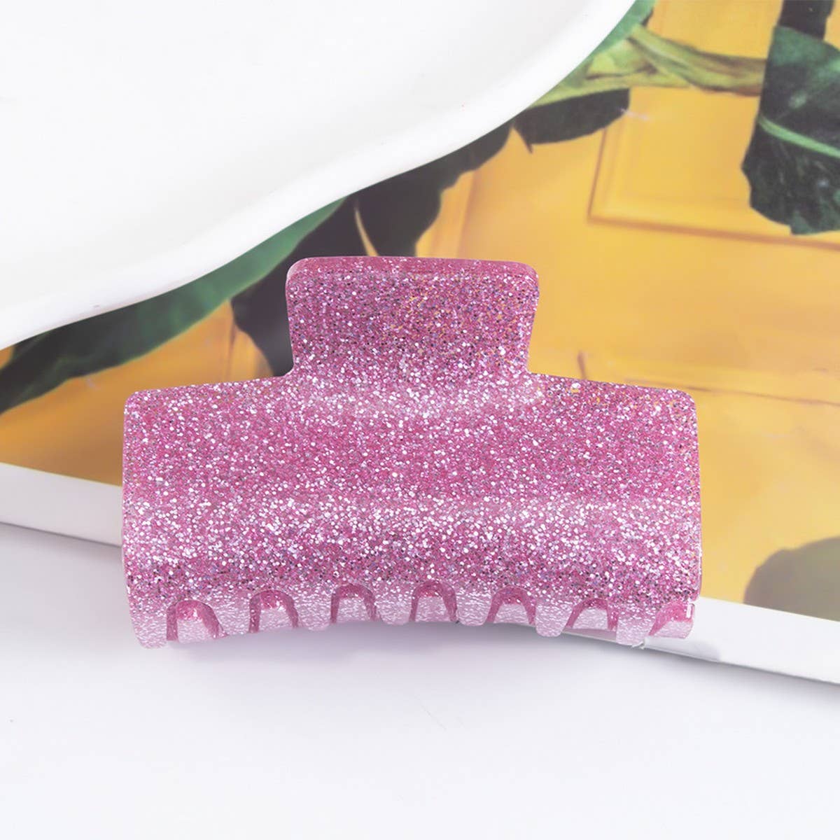 CWAHA1437_GLITTER POWDER RECTANGLE GENTLE HAIR CLAW CLIP
