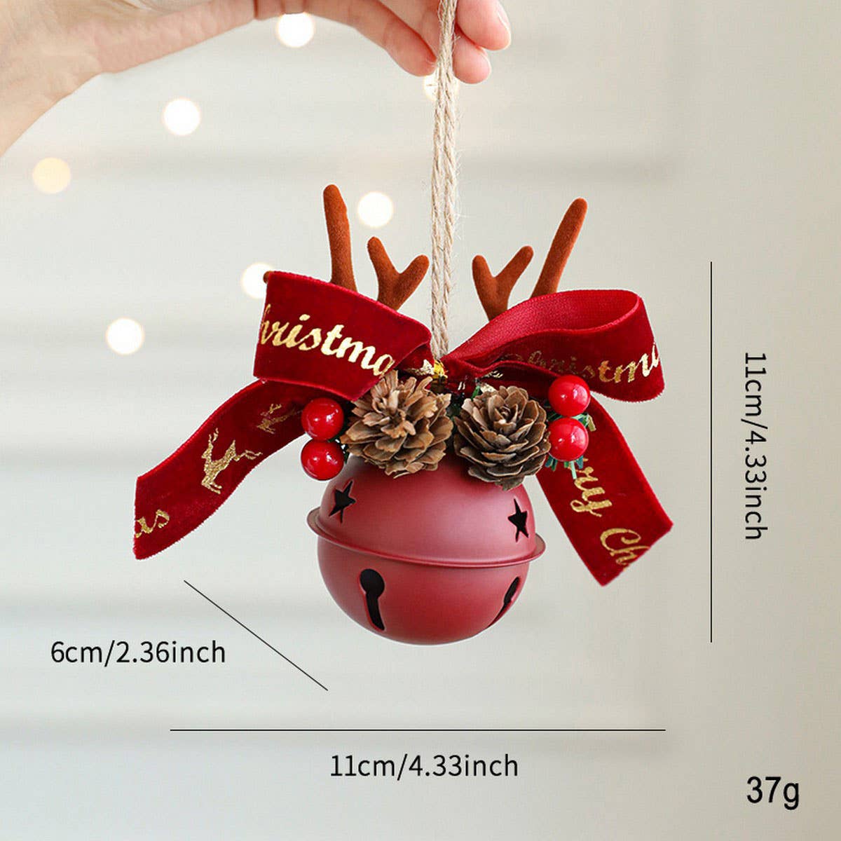 Mixed Christmas Bells Antlers Bows Pinecone Decor