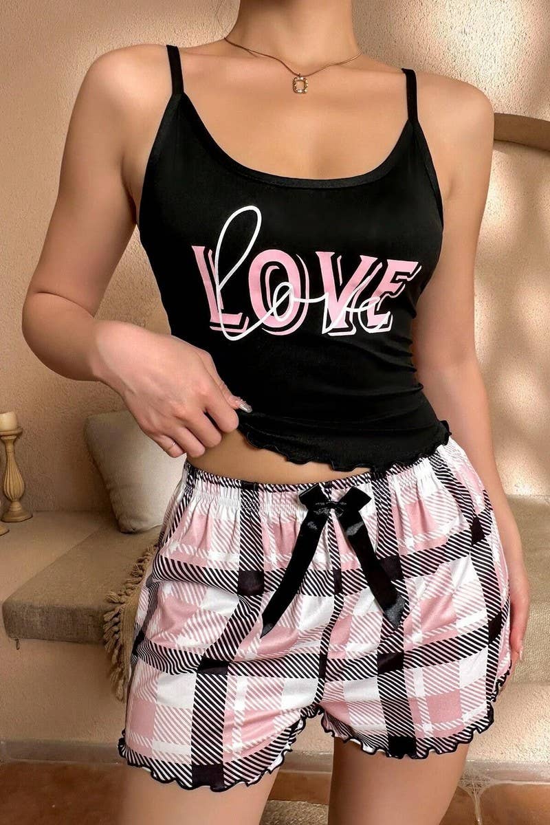 CWSPJ00481_PRINTED MILK SILK CAMI AND SHORTS LOUNGEWEAR