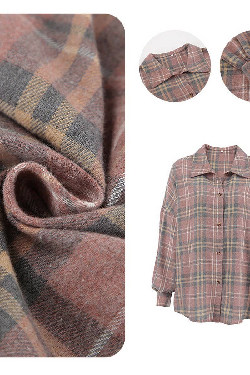 CWTBLL00583_PINK PLAID LONG-SLEEVED COMMUTER SHIRT