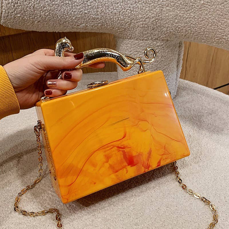 Candy-colored acrylic hand-held crossbody bag