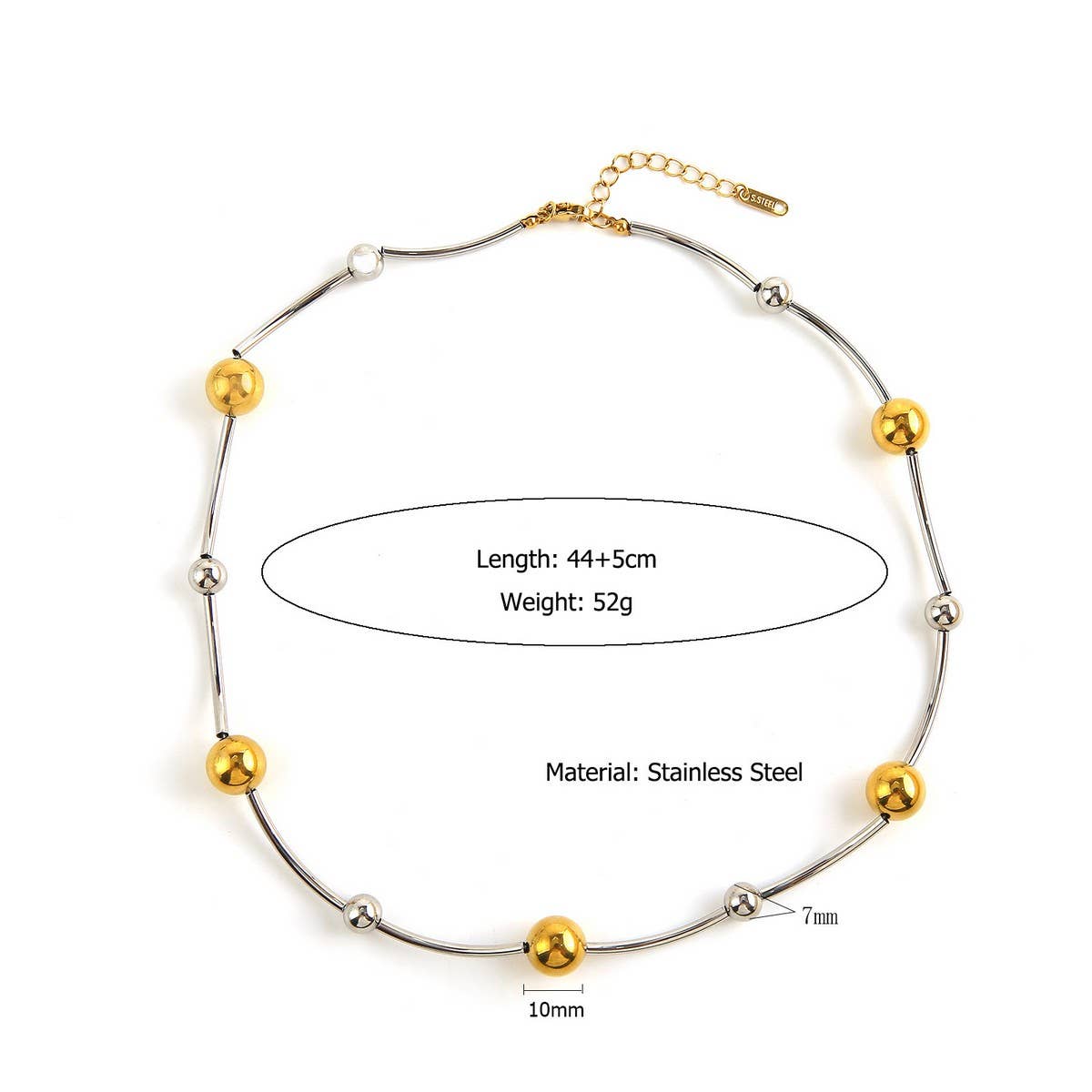 Two-Tone Gold & Silver Stainless Steel Necklace