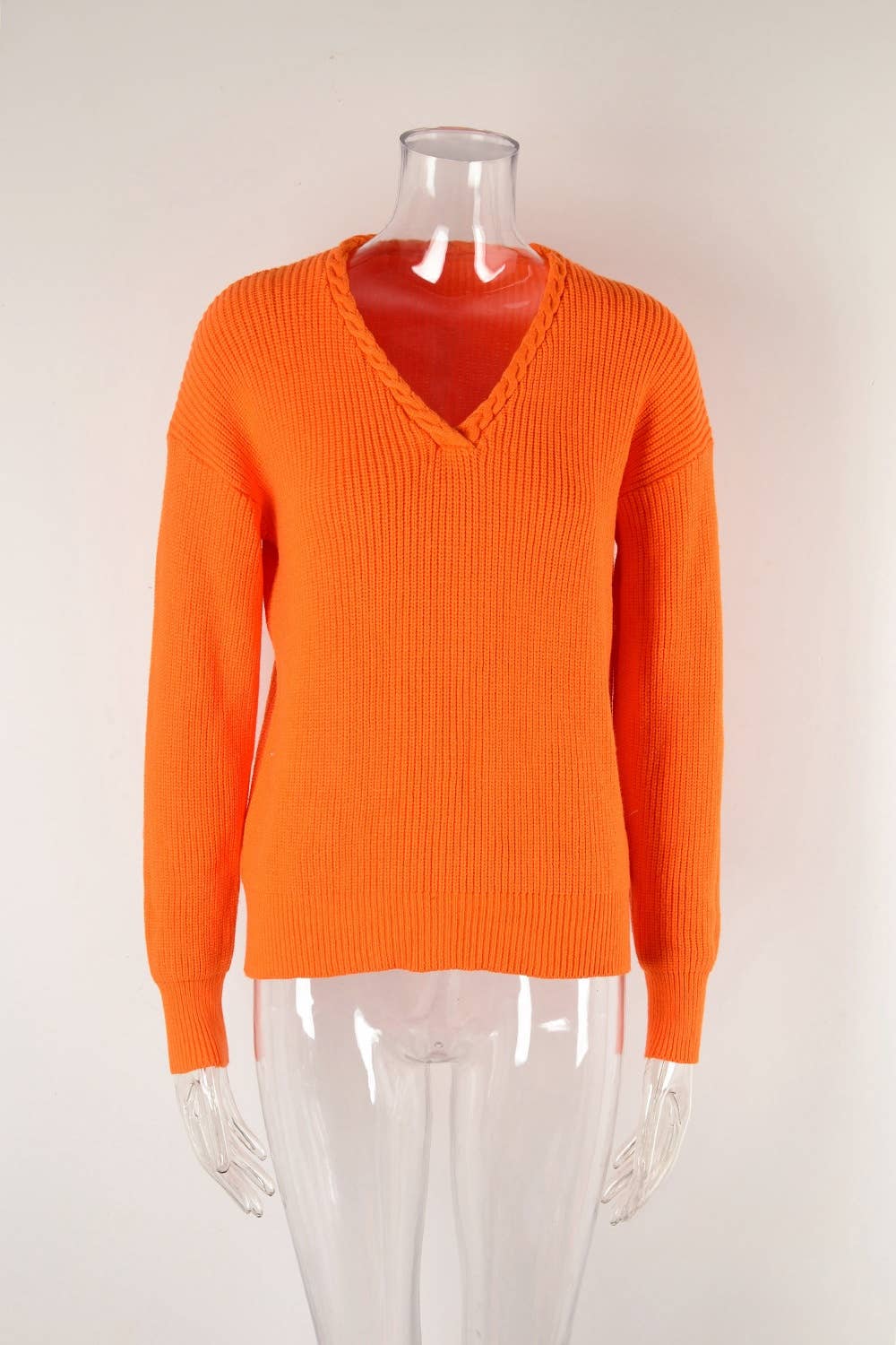 CWOSWL1034_ Long Sleeve V-neck Pullover Sweater